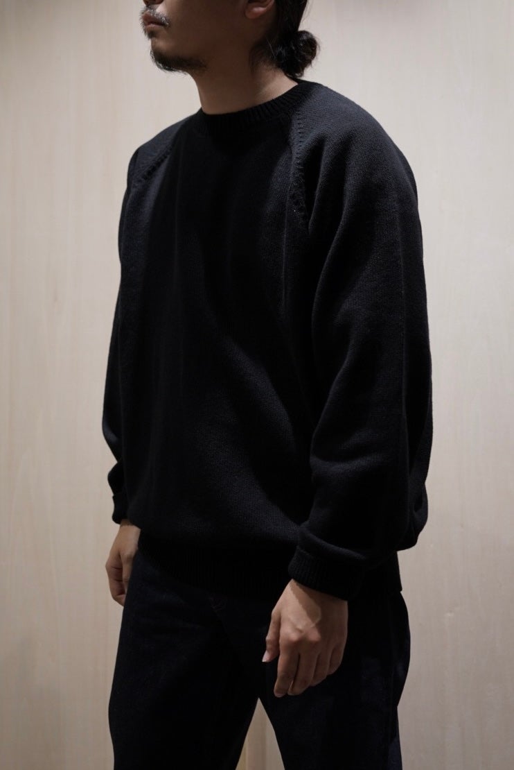 yokosakamoto ラムウールラグランニット　 ブラックM 美品 yokosakamoto ラムウールラグランニット ブラックM 美品