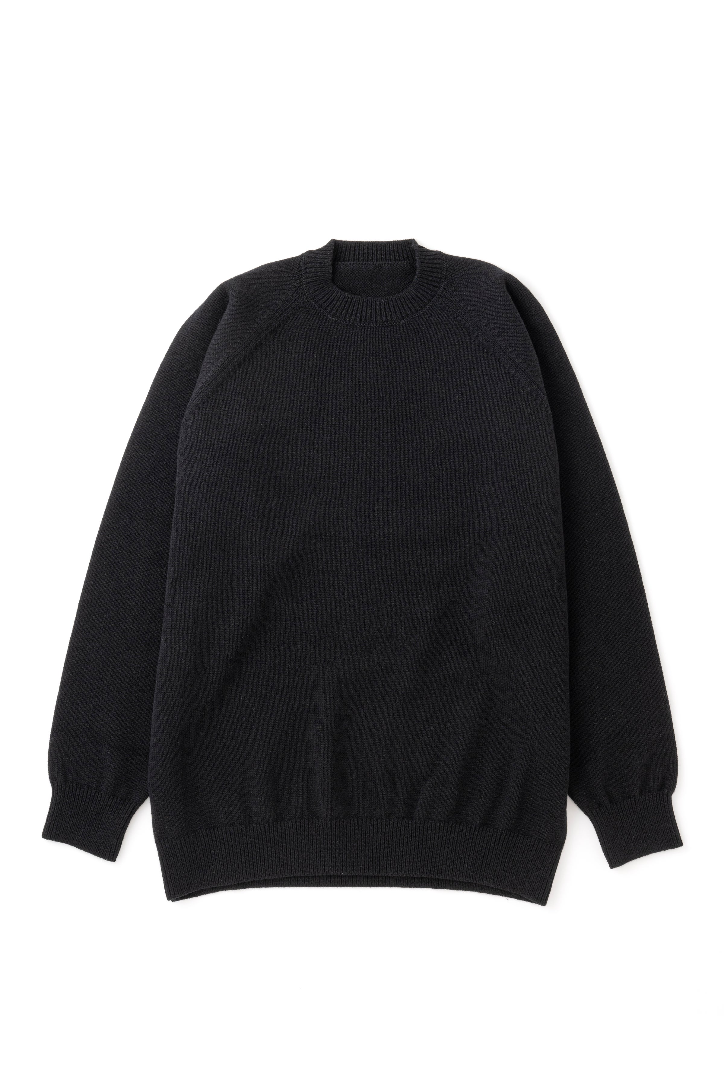 YOKO SAKAMOTO Raglan Crew Knit - Black | WALD. ABENO (ヴァルト