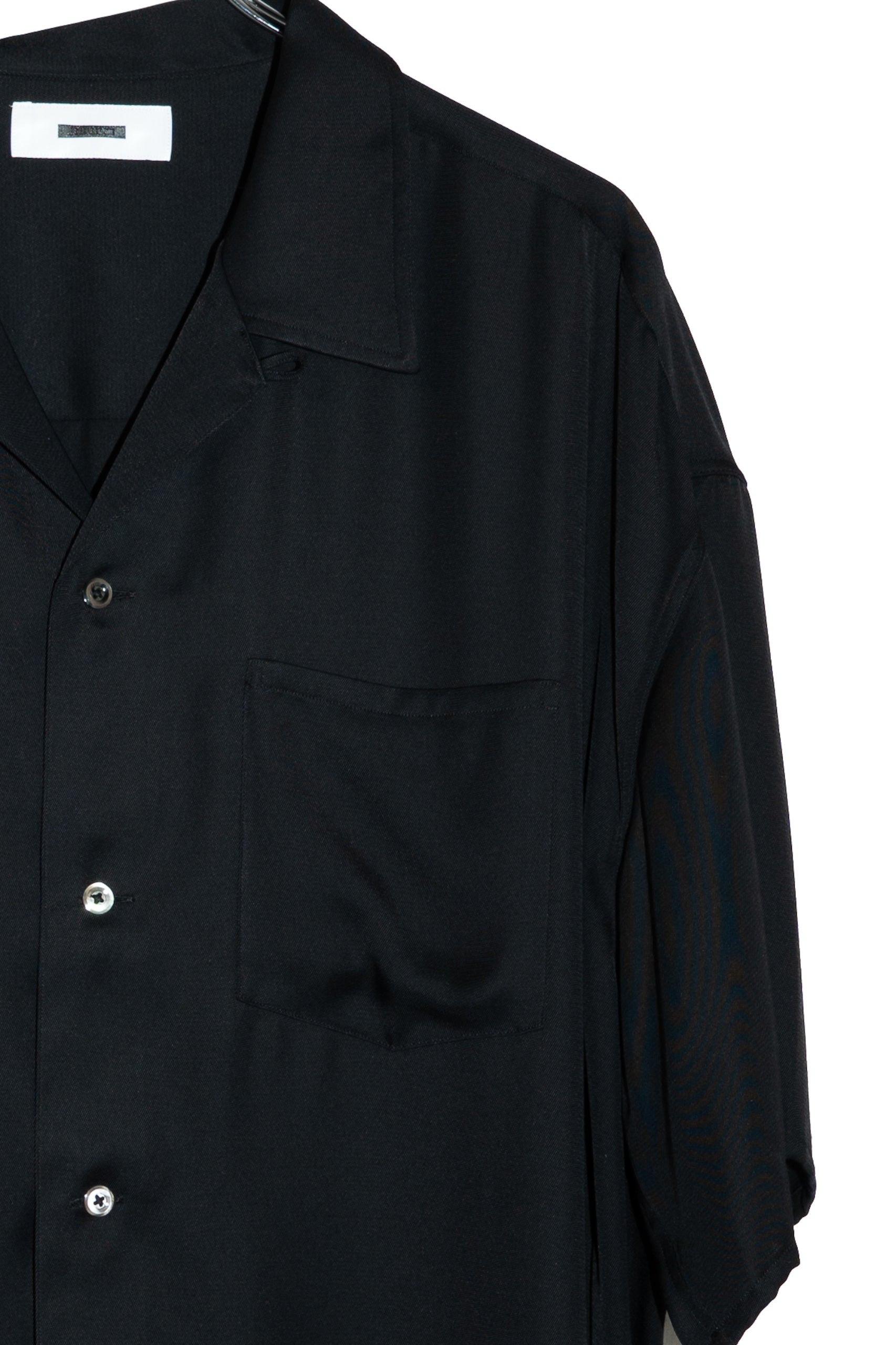 REVERBERATE Open Collar Short Sleeve Shirts - Black | WALD. ABENO