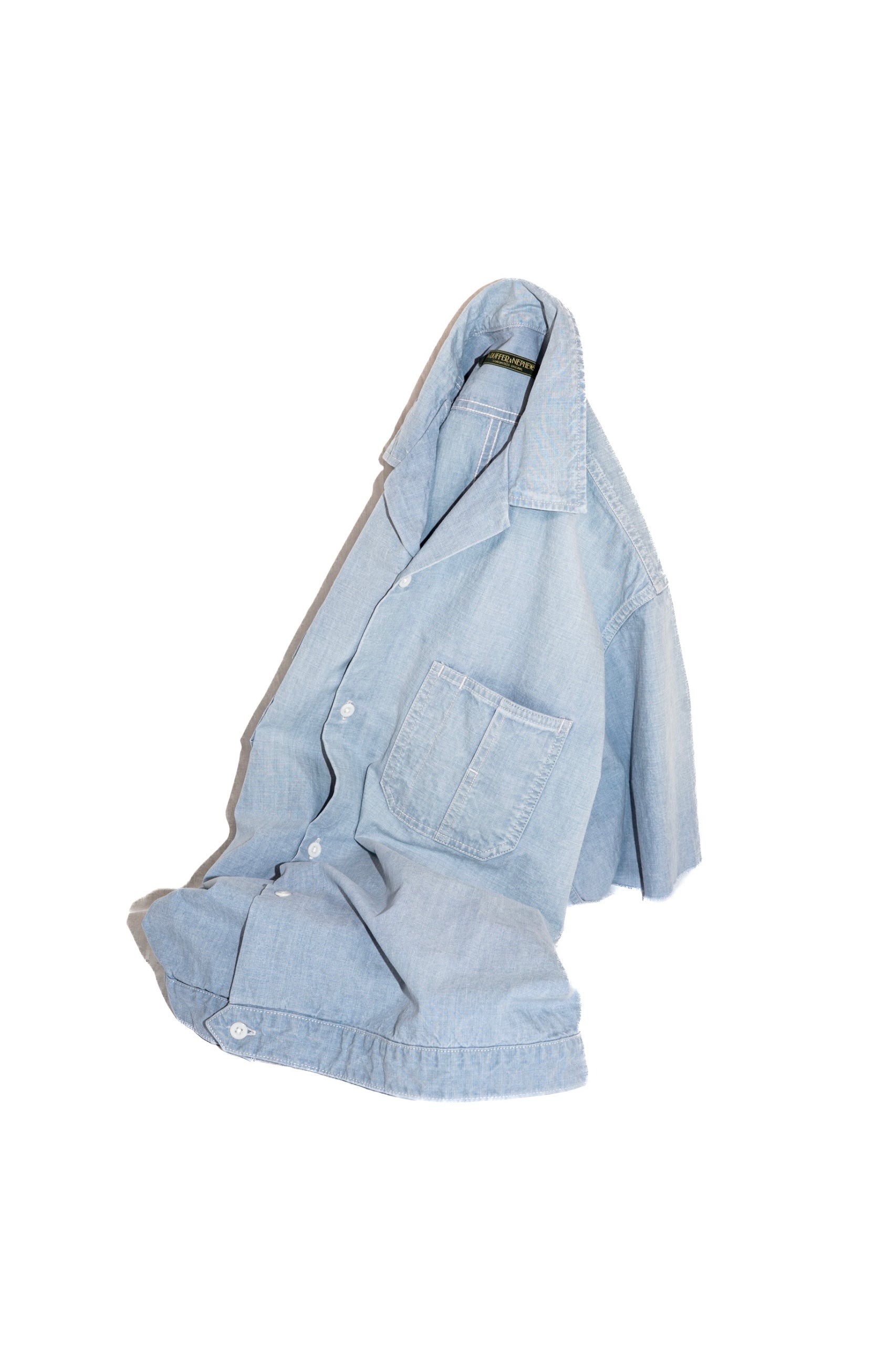 The DUFFER N NEPHEWS Chambray Half Sleeve Shirt - Indigo | WALD. ABENO