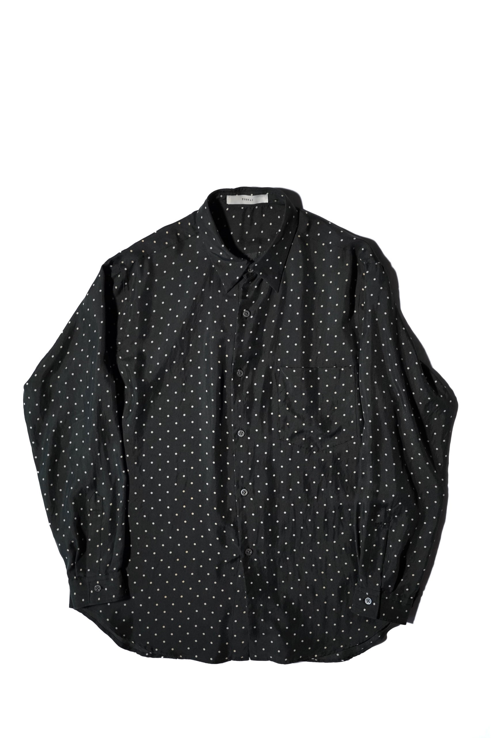 TOHNAI Brushed Silk Twill / Regular Collar Shirt - Dot | WALD. ABENO