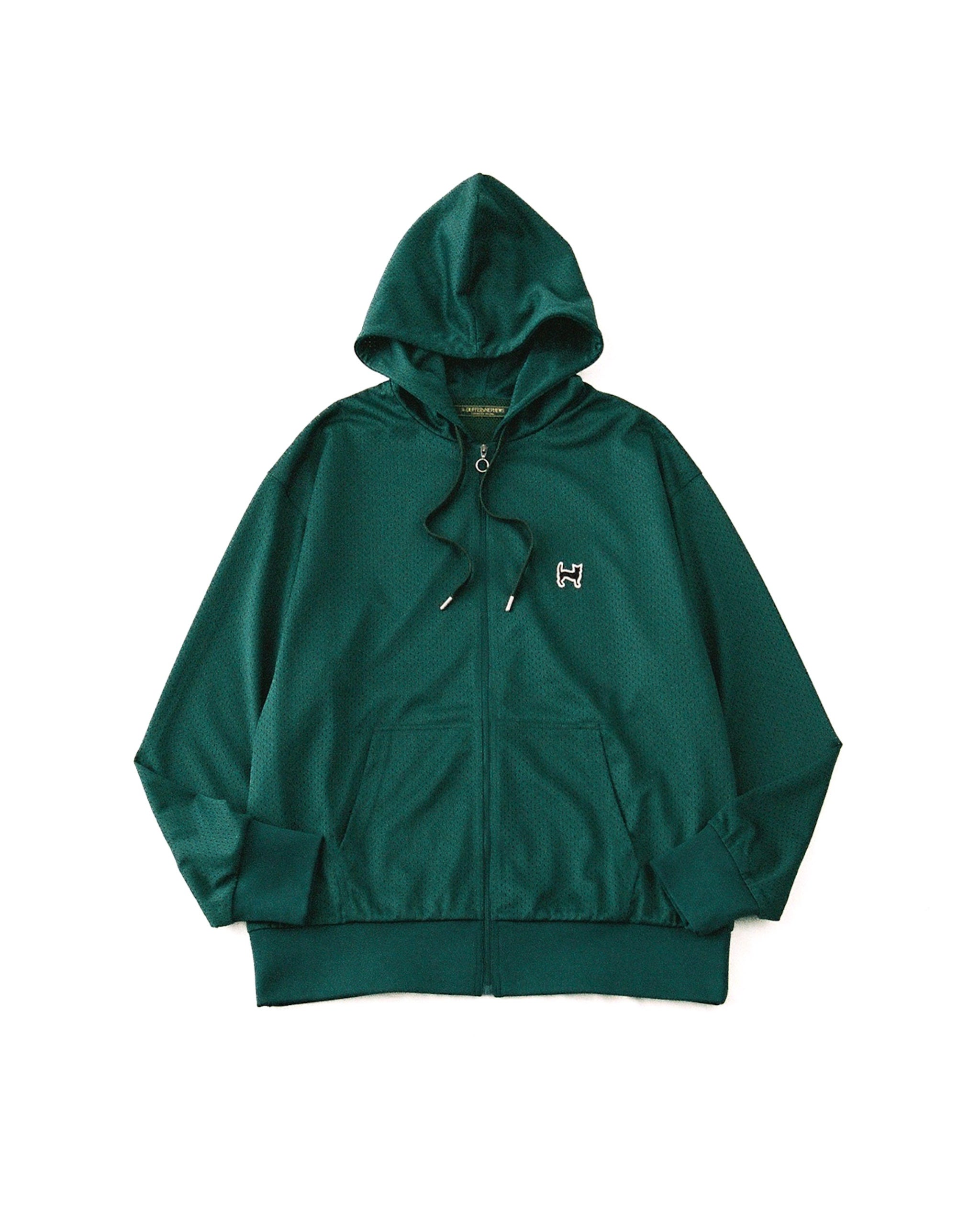 The DUFFER N NEPHEWS Mesh Zip Up Hoodie - Green | WALD. ABENO